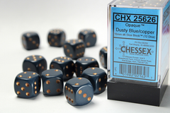 Набір кубиків Chessex Opaque 16mm d6 with pips Dice Blocks (12 Dice) - Dusty Blue w/copper