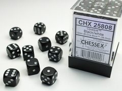 Набір Кубиків Chessex Opaque 12mm d6 with pips Dice Blocks (36 Dice) Black w/white