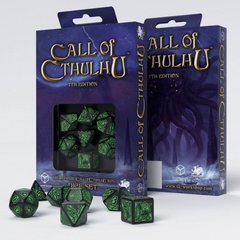 Набор кубов Call of Cthulhu 7th Edition Black & green Dice Set (7)