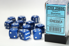 Набір кубиків Chessex Opaque 16mm d6 with pips Dice Blocks (12 Dice) - Blue w/white