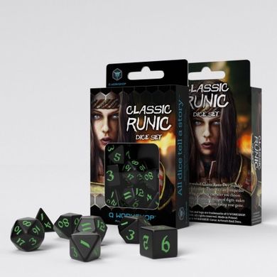 Набор кубов Classic Runic Black & green Dice Set (7)