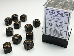 Набір Кубиків Chessex Opaque 12mm d6 with pips Dice Blocks (36 Dice) Black w/gold
