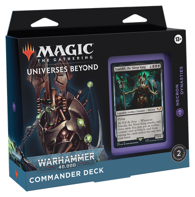 Magic: the Gathering. Колода Командира "Universes Beyond: Warhammer 40K Necron Dynasties Commander Deck" (eng)