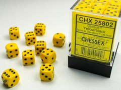 Набір Кубиків Chessex Opaque 12mm d6 with pips Dice Blocks (36 Dice) Yellow w/black