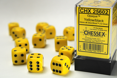 Набір Кубиків Chessex Opaque 16mm d6 with pips Dice Blocks (12 Dice) Yellow w/black