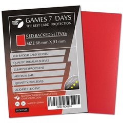 Протектори для карт "Games 7 Days 66 х 91 мм, MTG Red (PREMIUM)" (80 шт.), Red