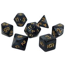 Набір кубиків - Pearl 7 Dice Set - Black (w-gold)