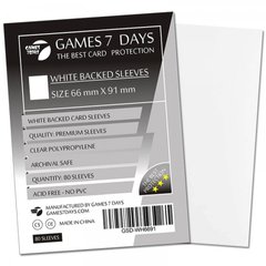 Протектори для карт "Games 7 Days 66 х 91 мм, MTG White (PREMIUM)" (80 шт.), White