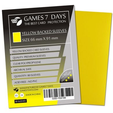Протекторы для карт Games7Days (66 х 91 мм, MTG, 80 шт.) Yellow (PREMIUM), Yellow