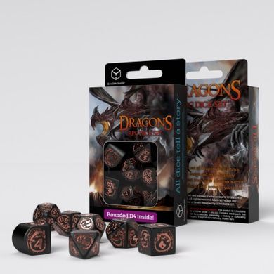 Набір кубів Dragons Modern Dice Set: Obsidian (7) (Black & copper)