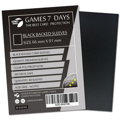 Протектори для карт "Games 7 Days 66 х 91 мм, MTG Black (PREMIUM)" (80 шт.), Black