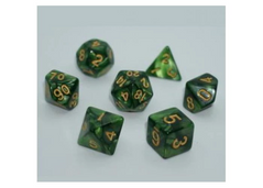 Набір кубиків - Pearl 7 Dice Set - Dark Green (w-gold)