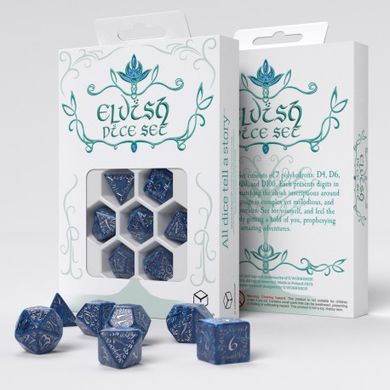 Набір кубів Elvish Cobalt & Silver Dice Set