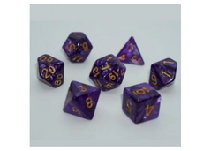 Набір кубиків - Pearl 7 Dice Set - Dark Purple (w-gold)
