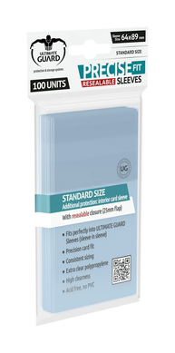 Протекторы для карт Ultimate Guard Precise-Fit Sleeves Resealable Standard Size Transparent (100шт), Clear