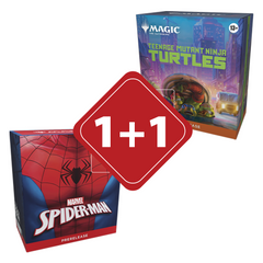Magic: The Gathering. Два Пререлізних набори (набір ігрових бустерів) Teenage Mutant Ninja Turtles + Marvel's Spider-Man (разом 12 ігрових бустерів!)