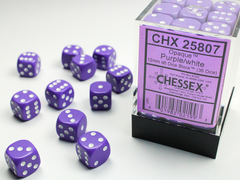 Набір кубиків Chessex Opaque 12mm d6 with pips Dice Blocks (36 Dice) - Purple w/white