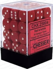 Набір кубиків Chessex Opaque 12mm d6 with pips Dice Blocks (36 Dice) - Red w/white