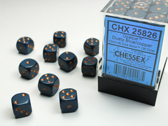 Набор кубиков Chessex Opaque 12mm d6 with pips Dice Blocks (36 Dice) - Dusty Blue w/gold