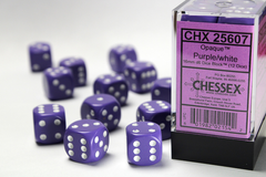 Набір кубиків Chessex Opaque 16mm d6 with pips Dice Blocks (12 Dice) - Purple w/white