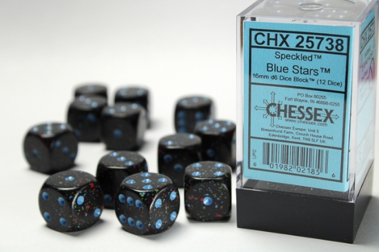 Набір кубиків Chessex Speckled 16mm d6 with pips Dice Blocks (12 Dice) - Blue Stars