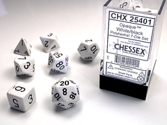 Набір кубиків Chessex Opaque Polyhedral 7- Die Sets - White w/black