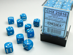 Набір Кубиків Chessex Opaque 12mm d6 with pips Dice Blocks Light Blue w/white (36 Dice)
